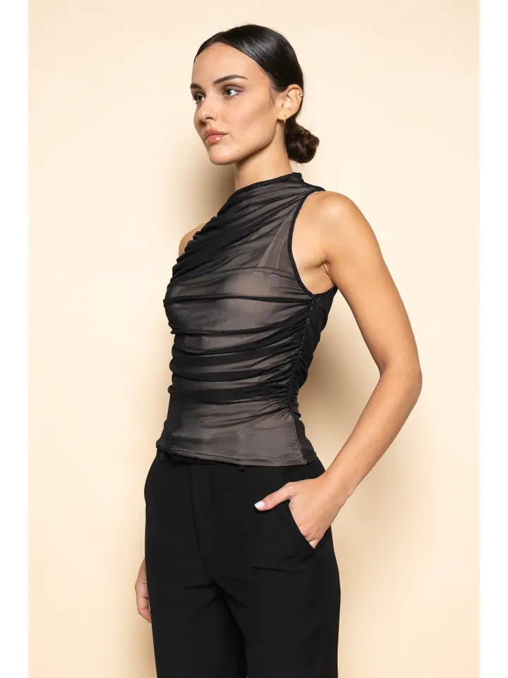 Stella Mesh Tank Top - Black