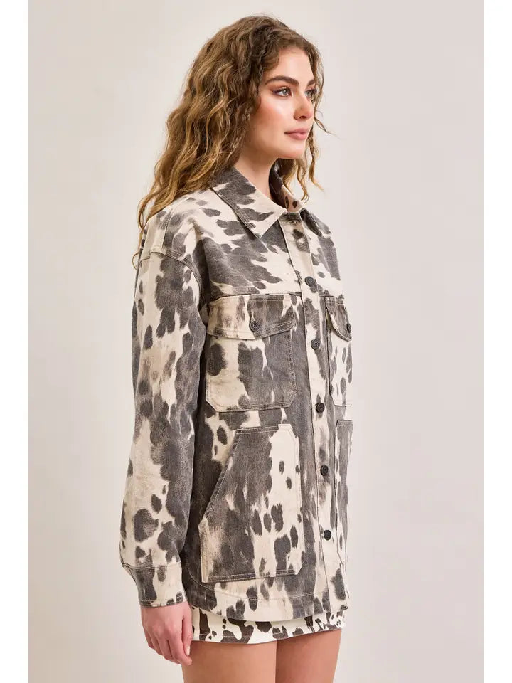 Cow Print Oversized Shacket