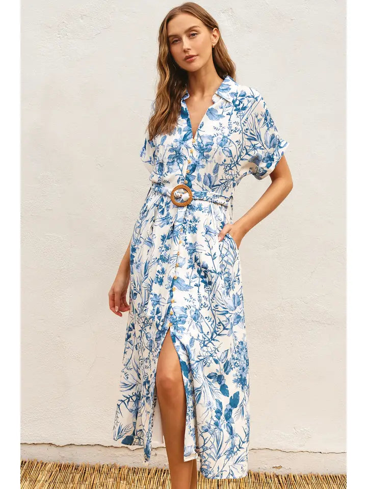 Vinny Midi Dress in Blue