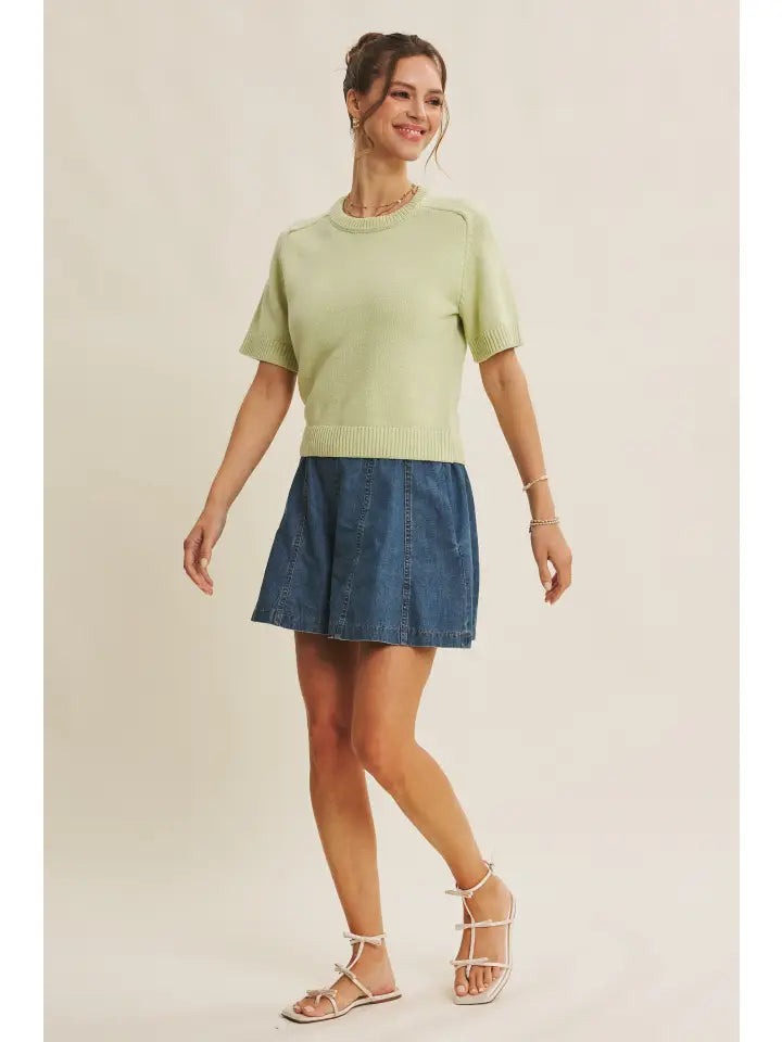 Liliana Sweater Top - Mint Leaf