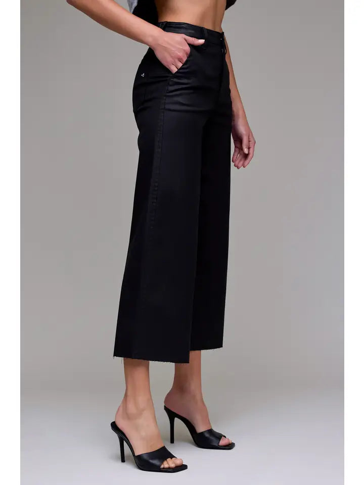 Nori Coated Cropped Relaxed Trouser Wide Leg