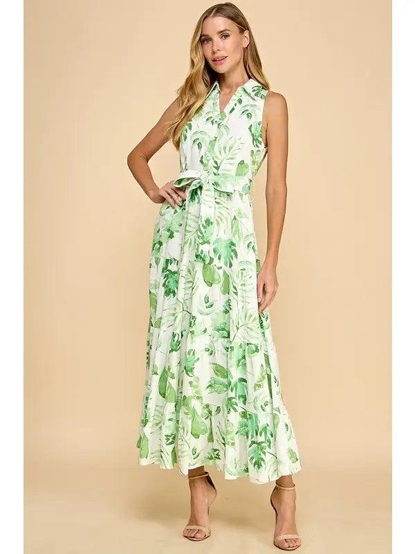Lana Palm Leaves Midi Dress