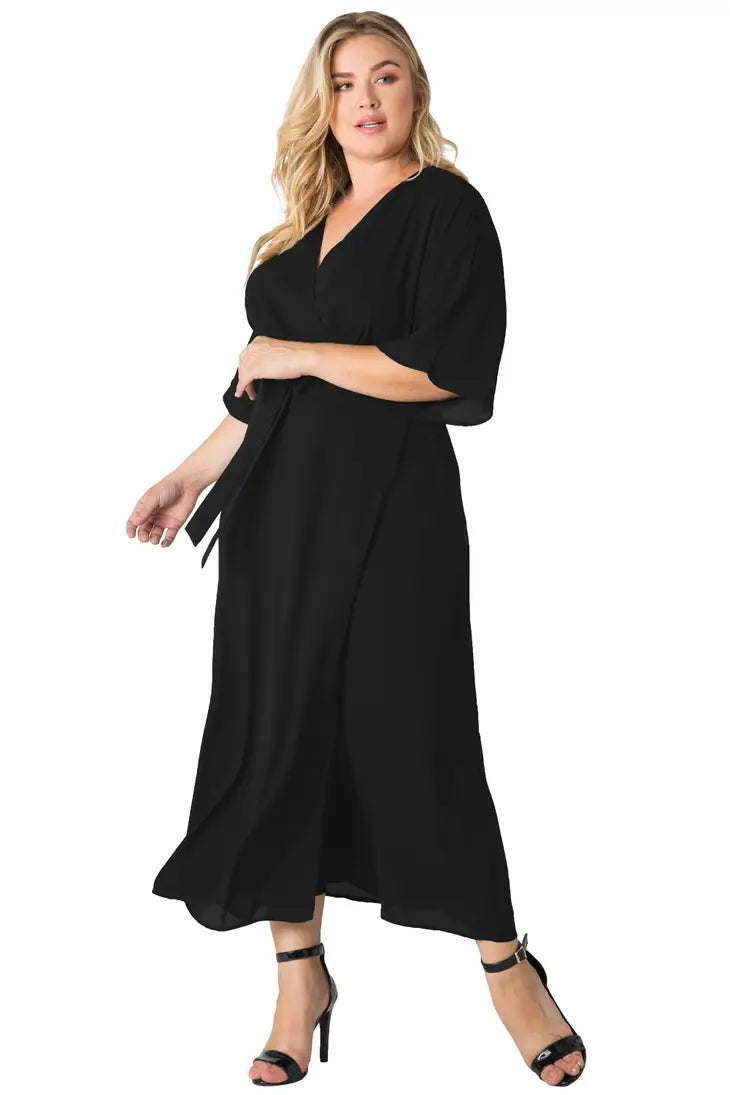 Kimono Wrap Maxi Dress  - Curve