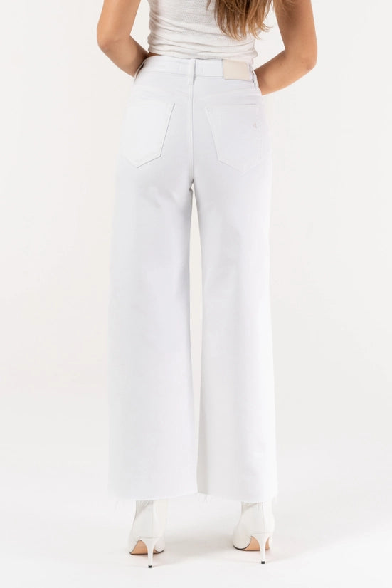 Nori White Clean Cropped Wide Leg Jeans