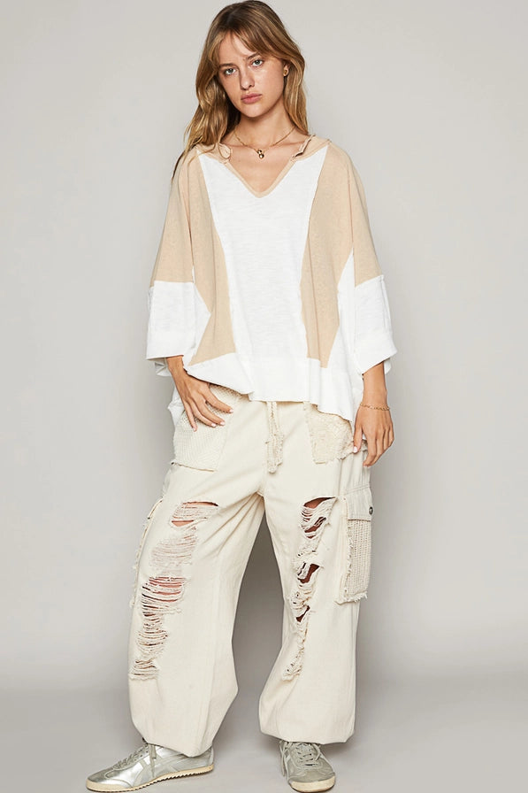 Gwenith Oversized Top with Frayed Edge