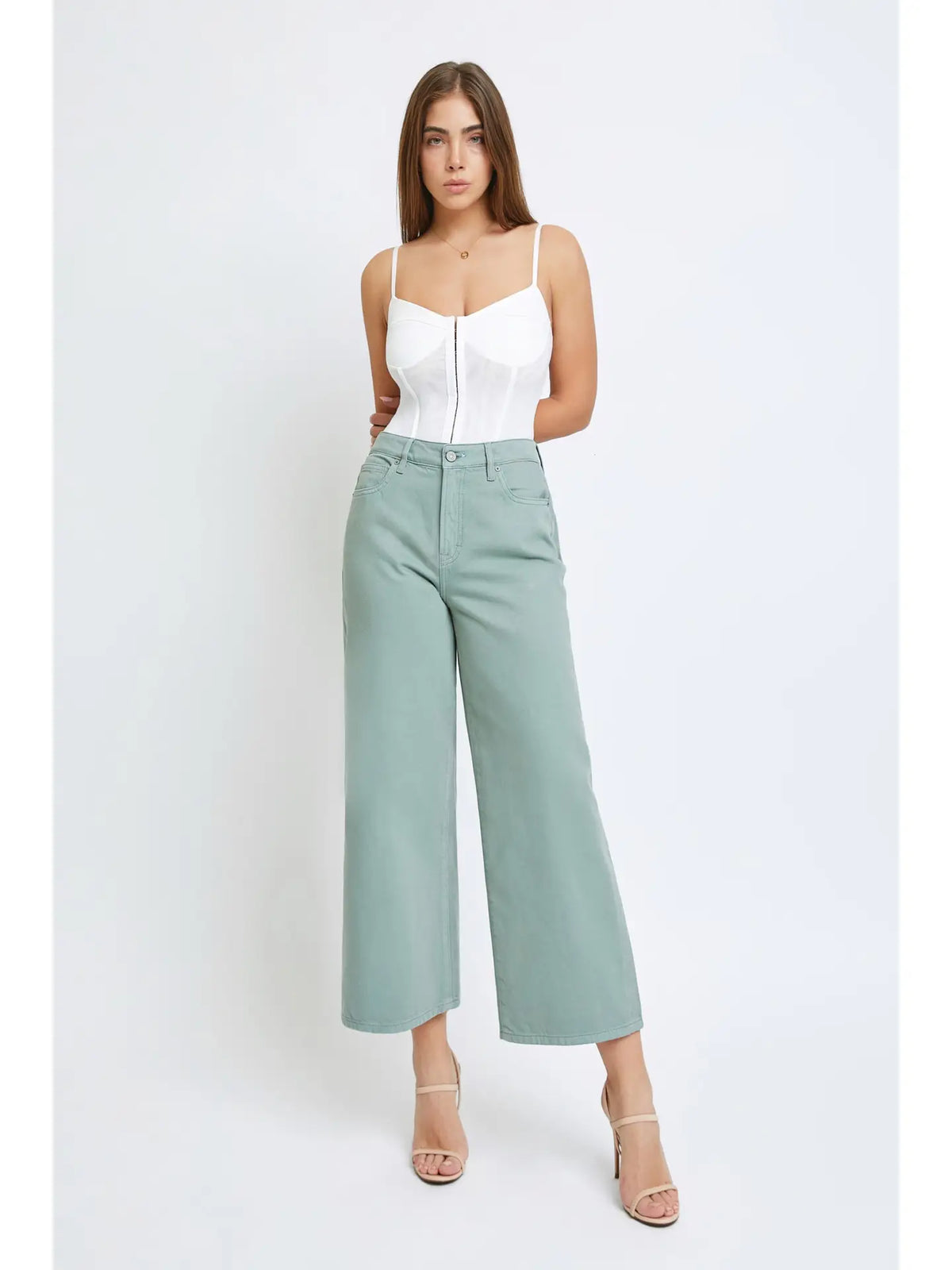 Nori Sage Wash Clean Cropped Wideleg