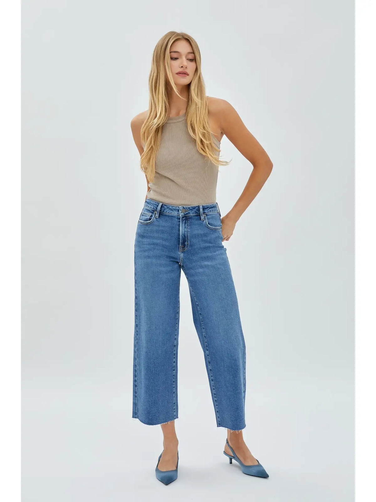 Nori Medium Wash Clean Stretch Wideleg Jeans