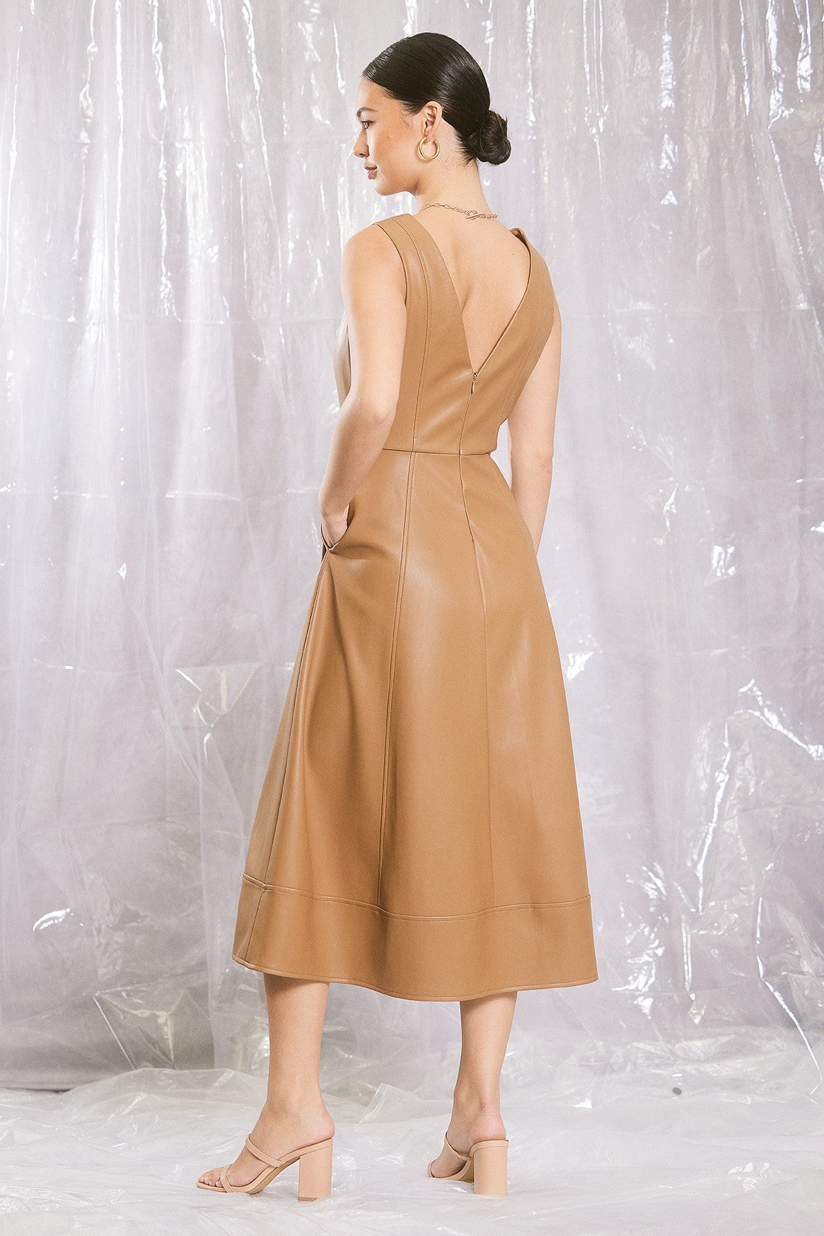 Nancy Faux Leather Midi Dress