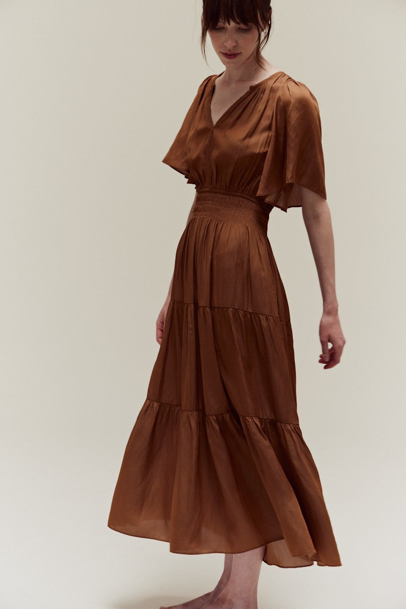 Kim Pleated Satin Maxi Dress