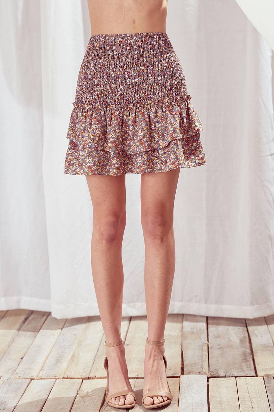 Violet Smocked Mini Skirt