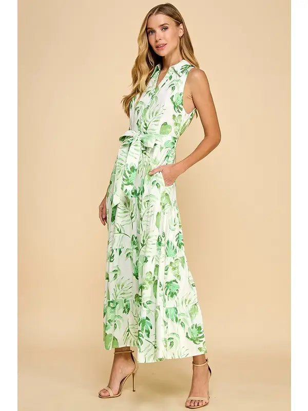 Lana Palm Leaves Midi Dress