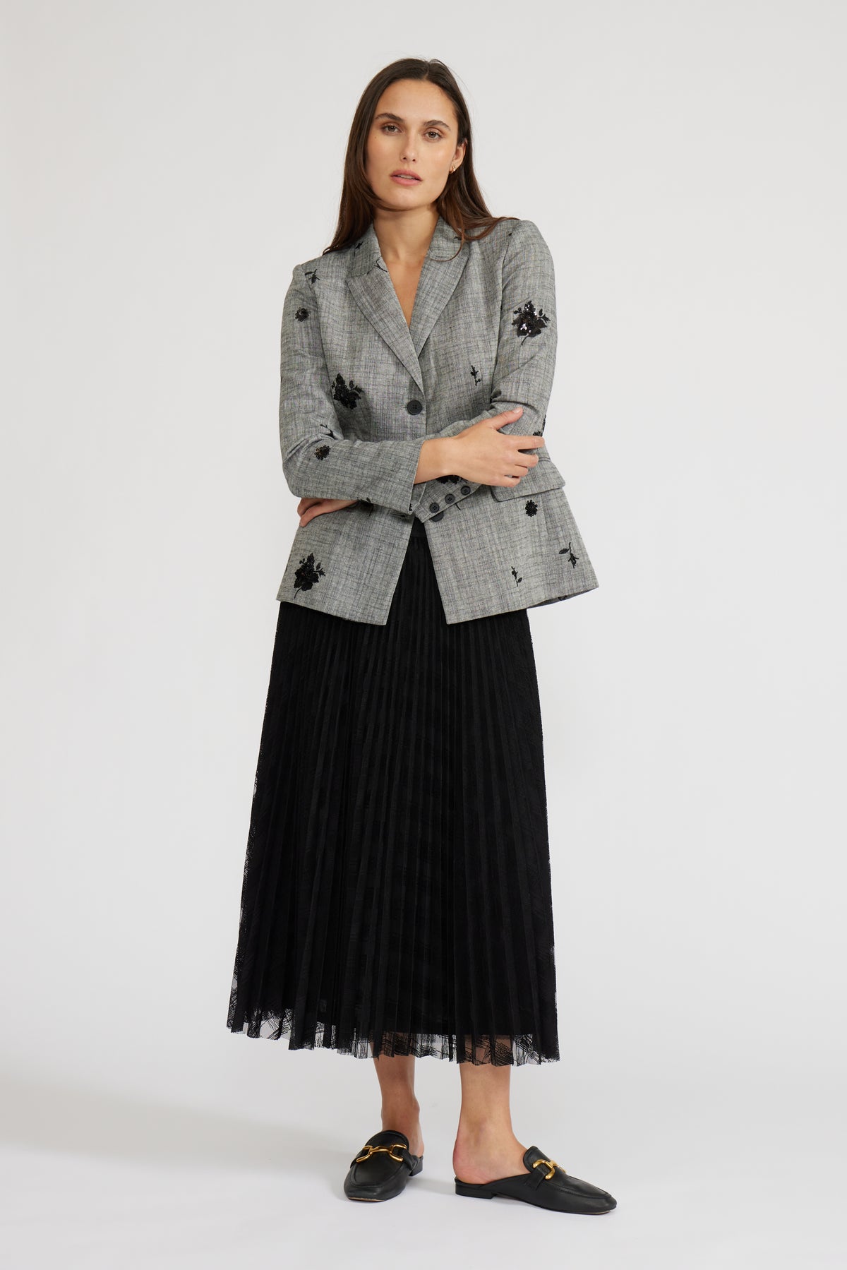 Harlow Textured Pleated Skirt
