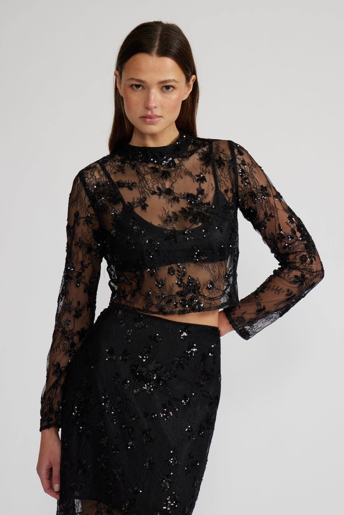 Kelsey Lace Sequined Top