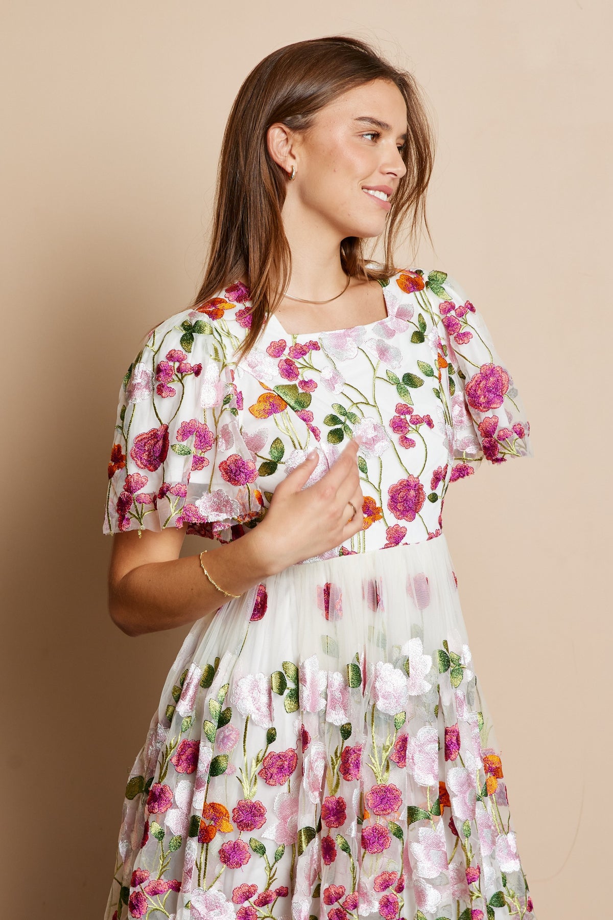 Evelyn Embroidered Midi Dress