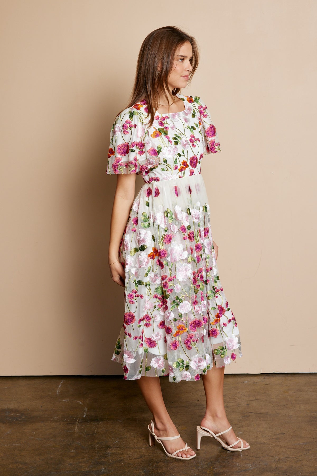 Evelyn Embroidered Midi Dress