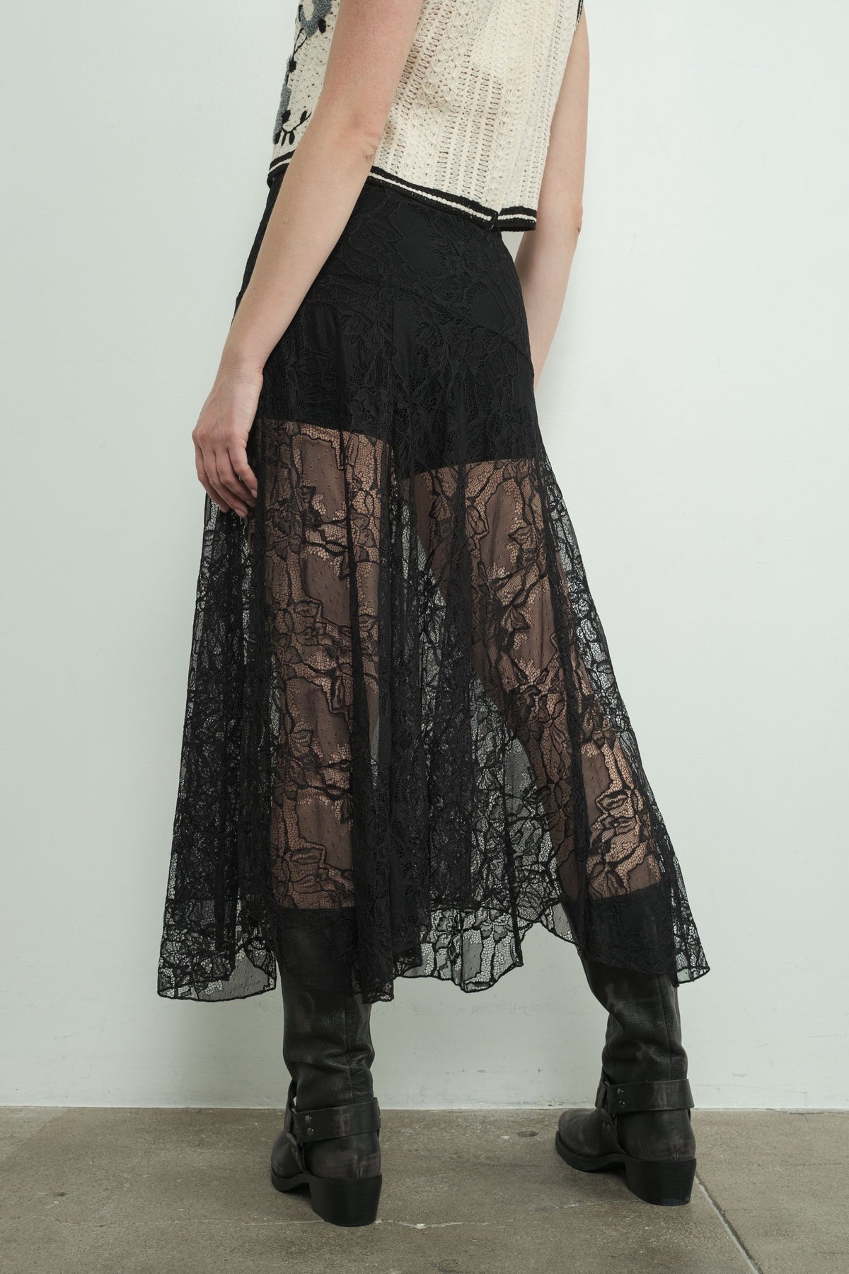 Lillian See Through Lace Asymmetrical Skirt