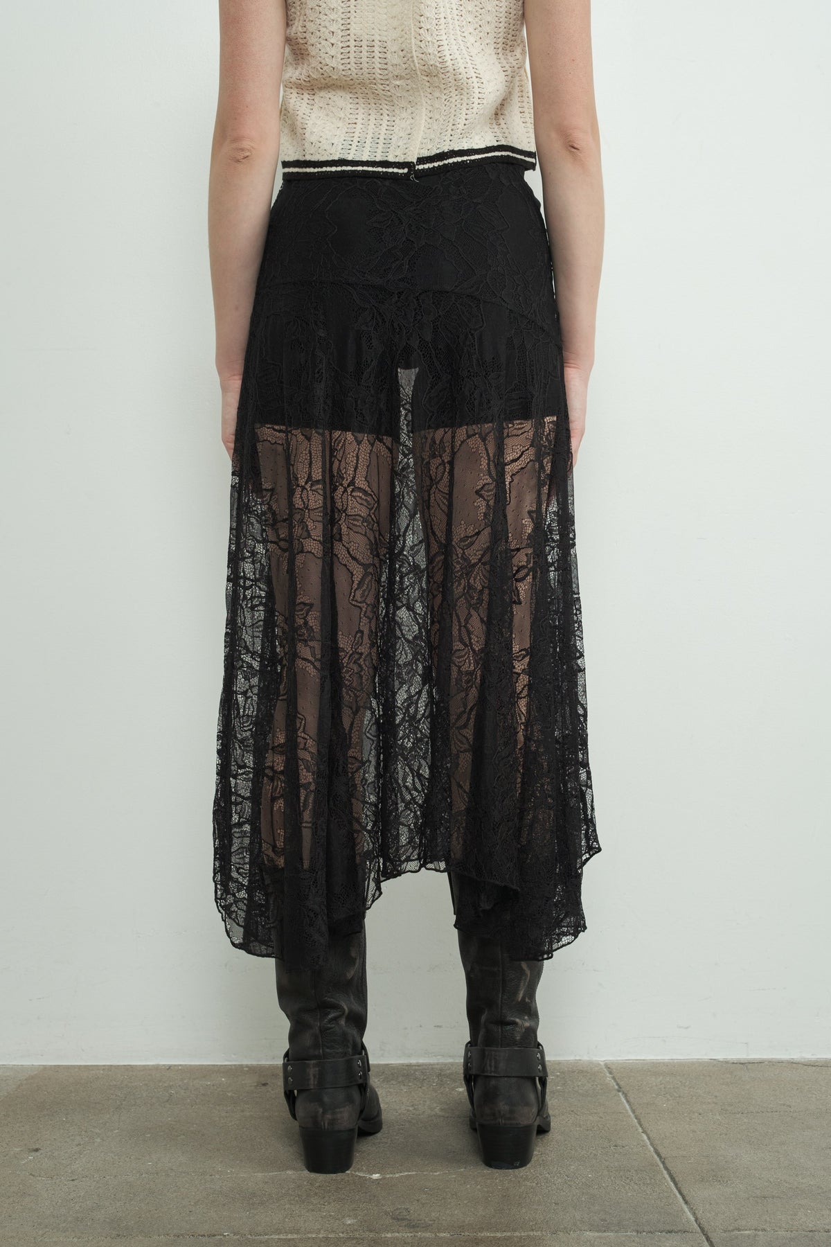 Lillian See Through Lace Asymmetrical Skirt