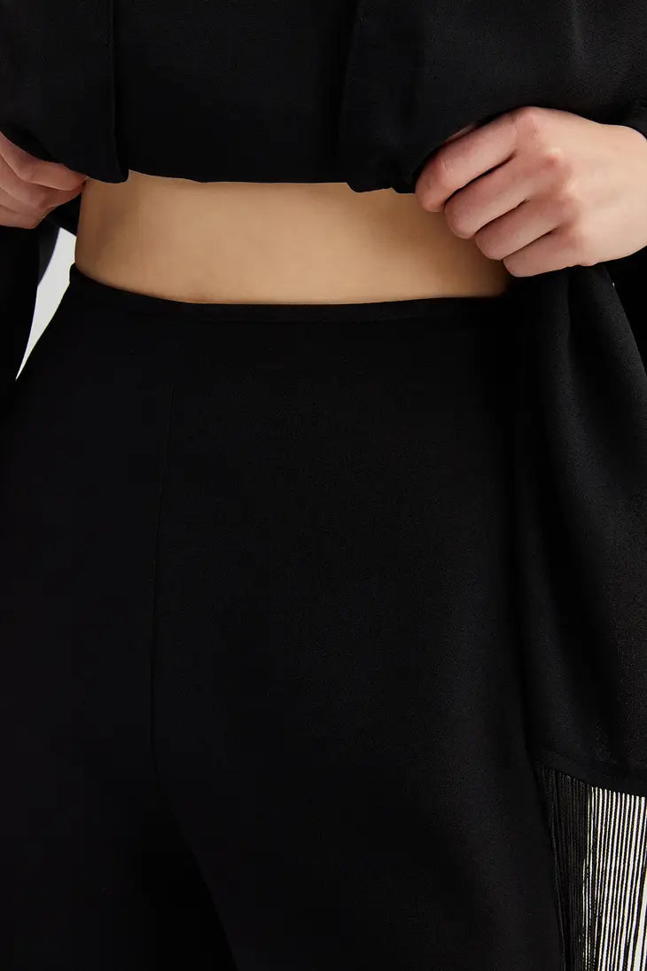 Fringe Detailed Tunic Trousers Set - Black (sold separately)