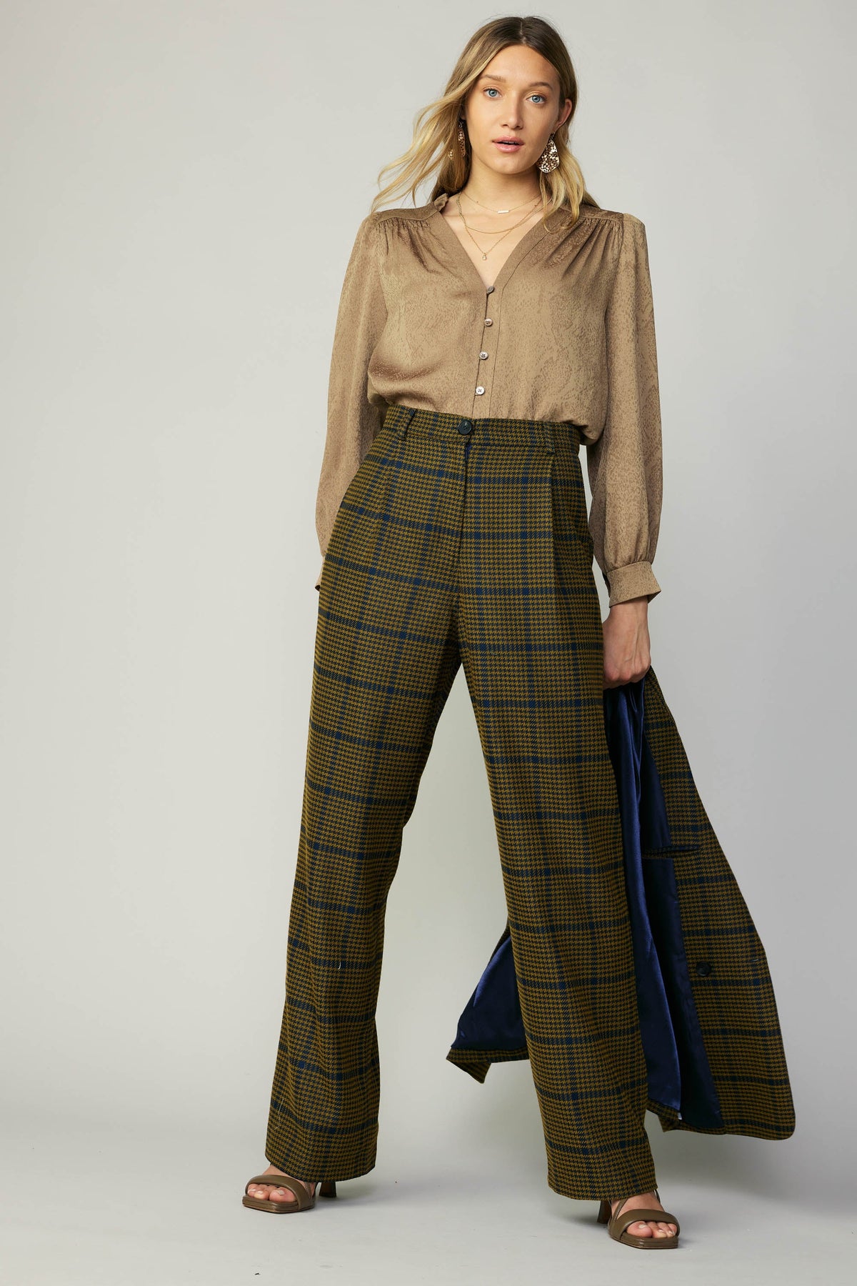 Checkered Wide Leg Pants