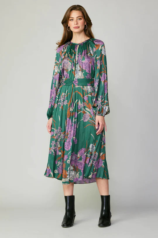 Rosalie Botanical Belted Midi Dress