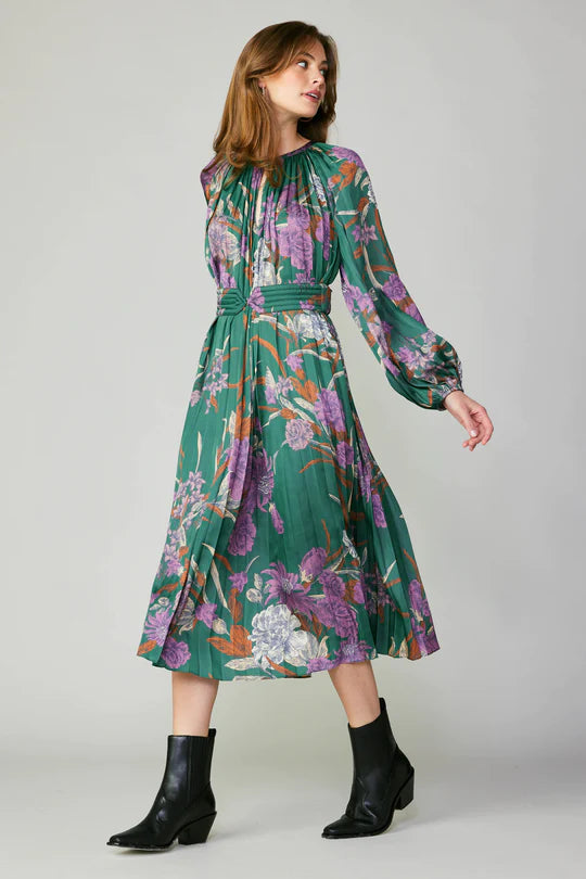 Rosalie Botanical Belted Midi Dress