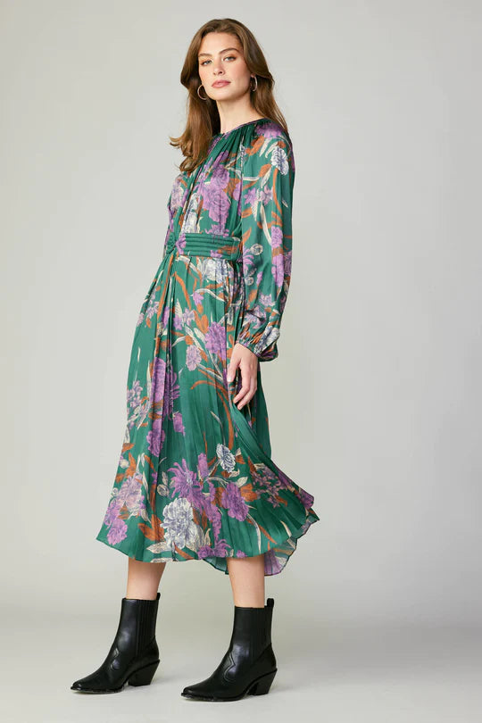 Rosalie Botanical Belted Midi Dress