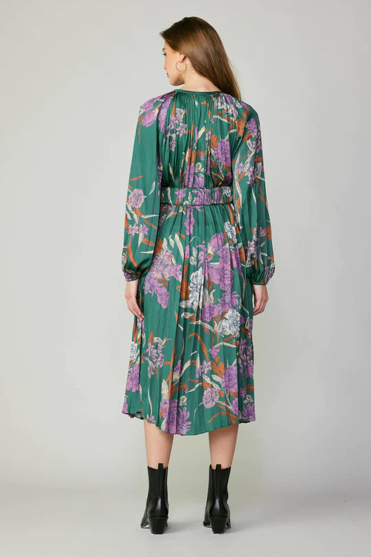 Rosalie Botanical Belted Midi Dress