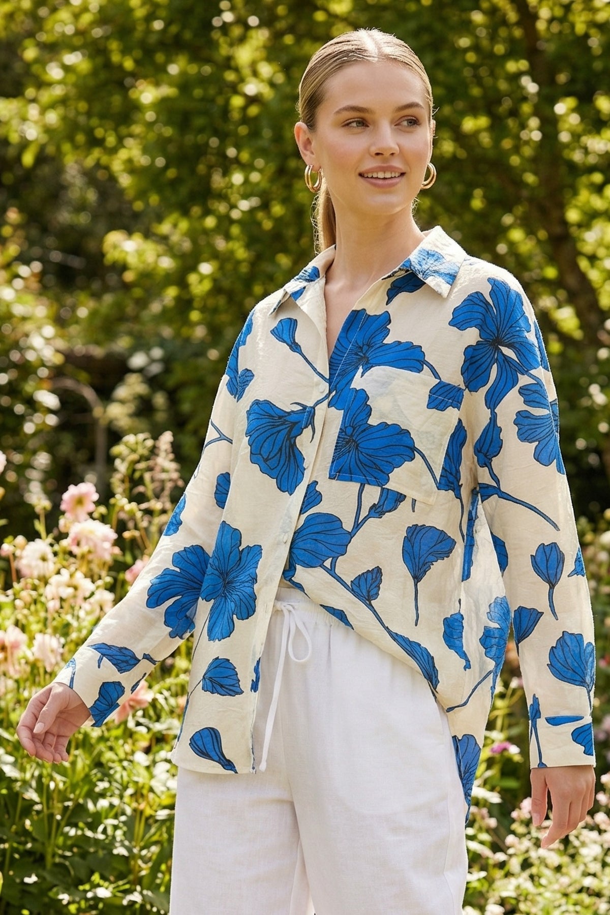 Jasmine Poppy Button Up Top