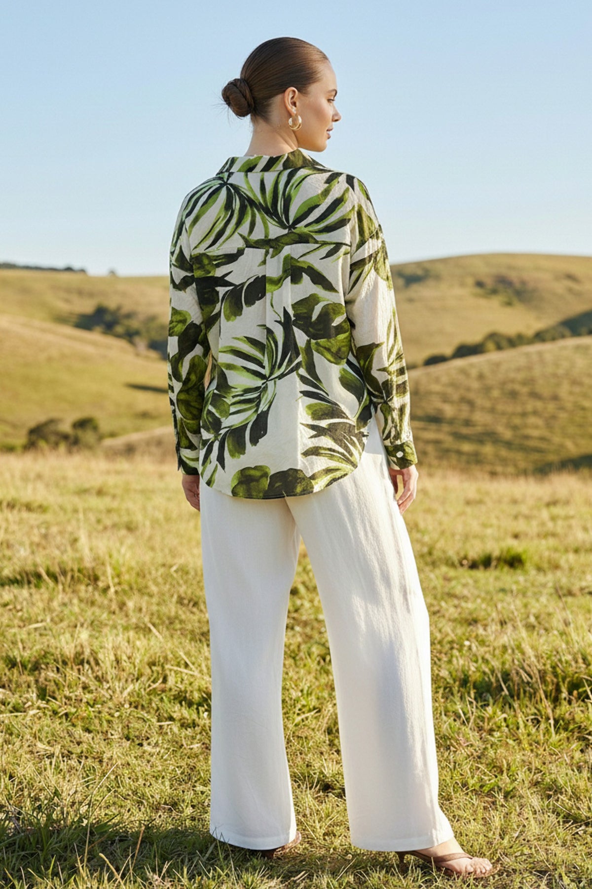Jasmine Leaf Button Up Top