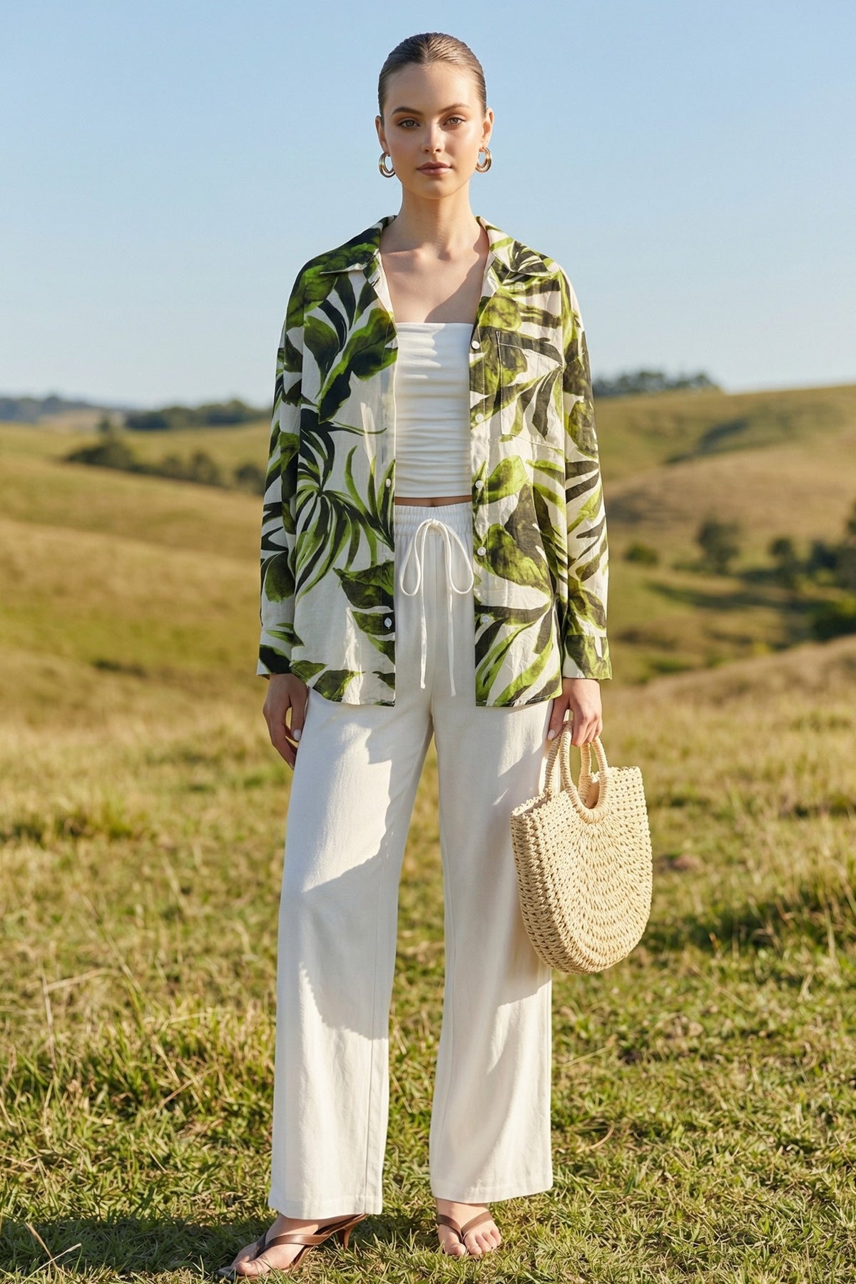 Jasmine Leaf Button Up Top