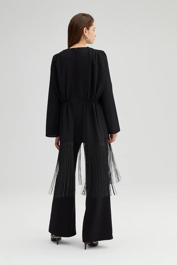 Fringe Detailed Tunic Trousers Set - Black (sold separately)