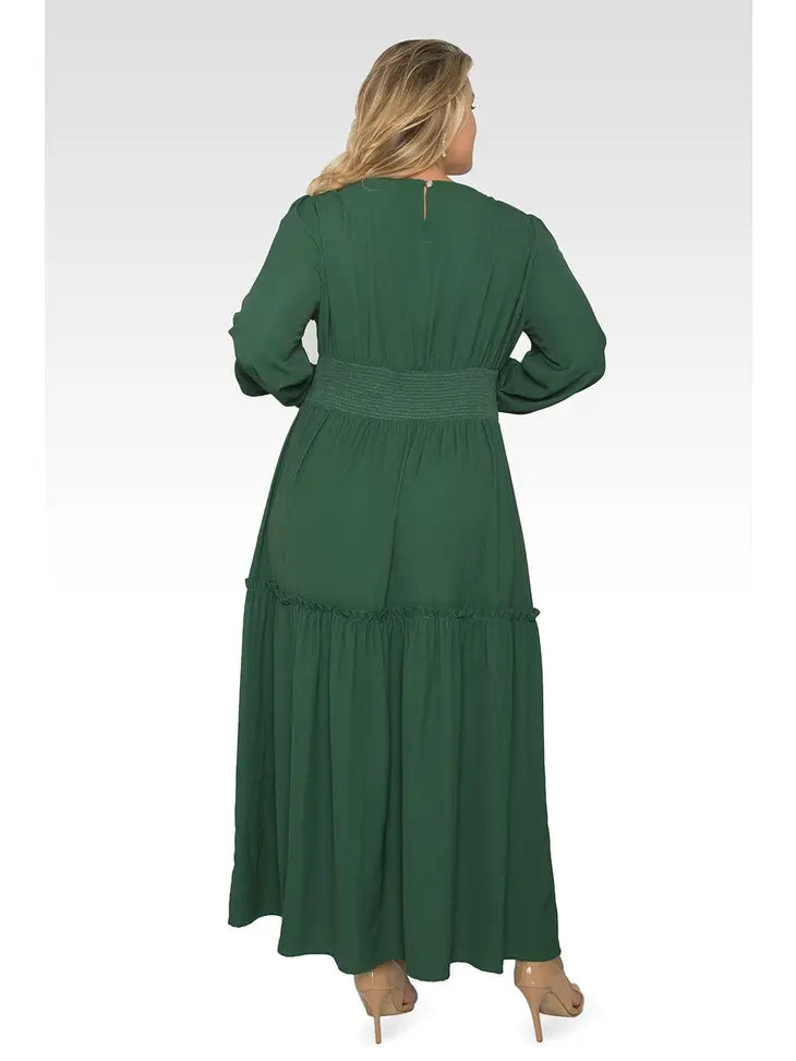 Green Smocked Waist Maxi Dress