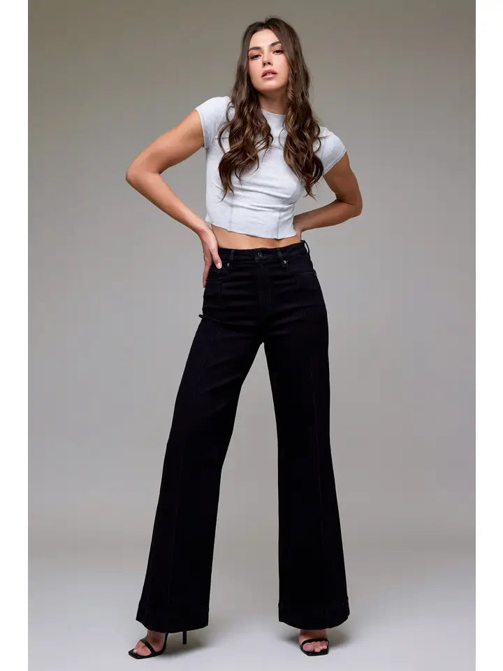 Happi High Rise Comfort Flare in Black