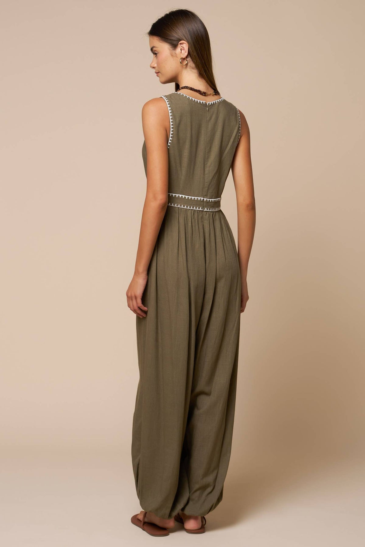 Sylvia Contrast Stitch Romper