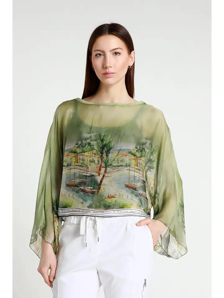 Positano Cropped Silk Blouse