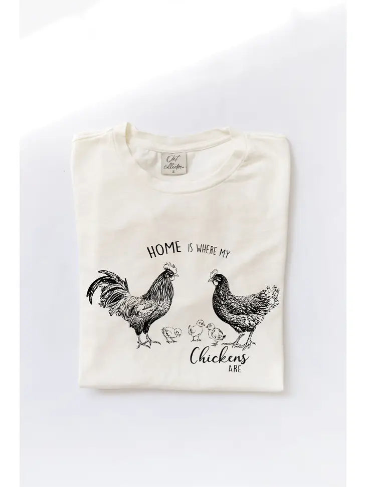 Home Is Where My Chickens Are Mineral Washed Graphic Top