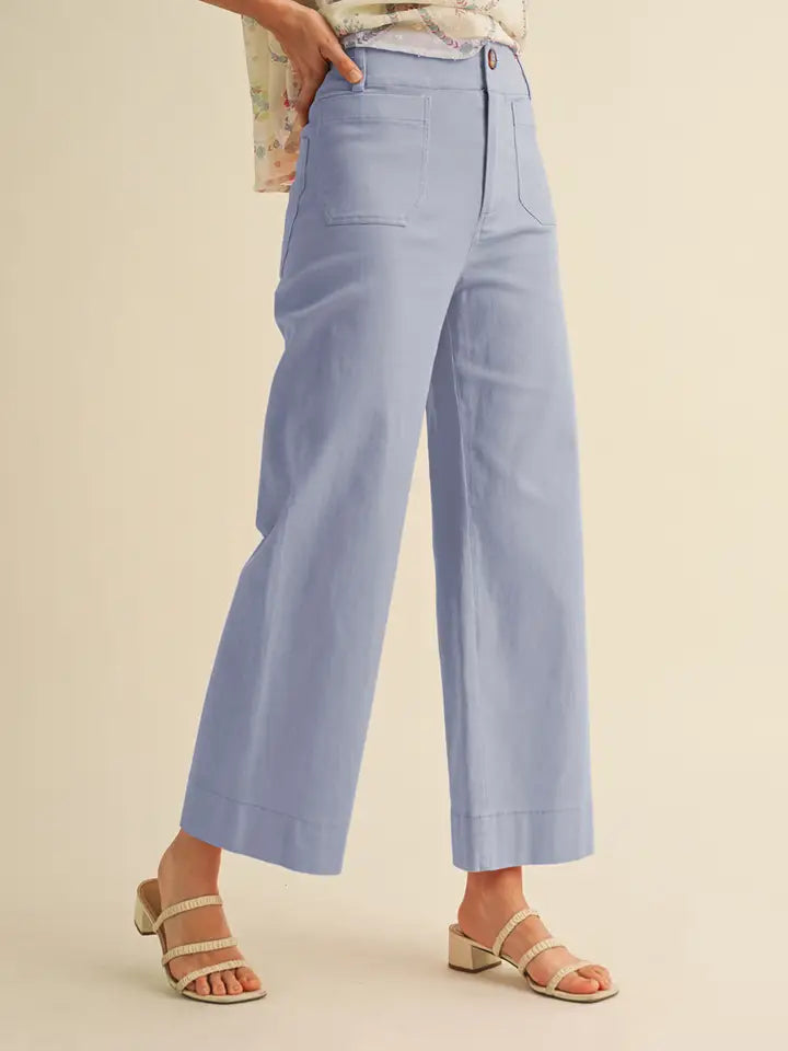 Cindy Cropped Wide Leg Pants - Periwinkle