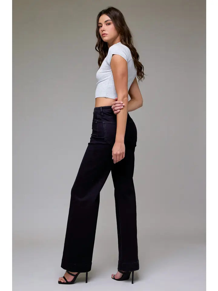 Happi High Rise Comfort Flare in Black