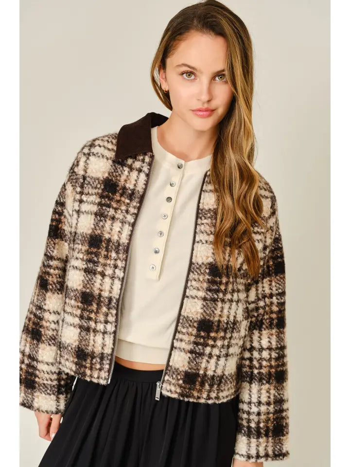 Teddy Cozy Plaid Jacket