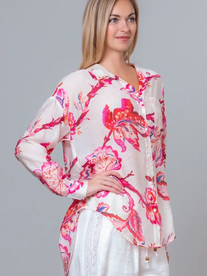Jasmine Botanical Button Up Top