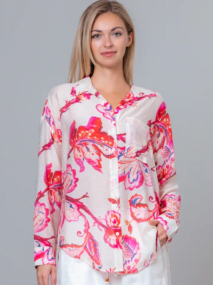 Jasmine Botanical Button Up Top