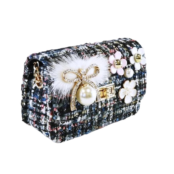 Isabella Floral & Bow Tweed Purse