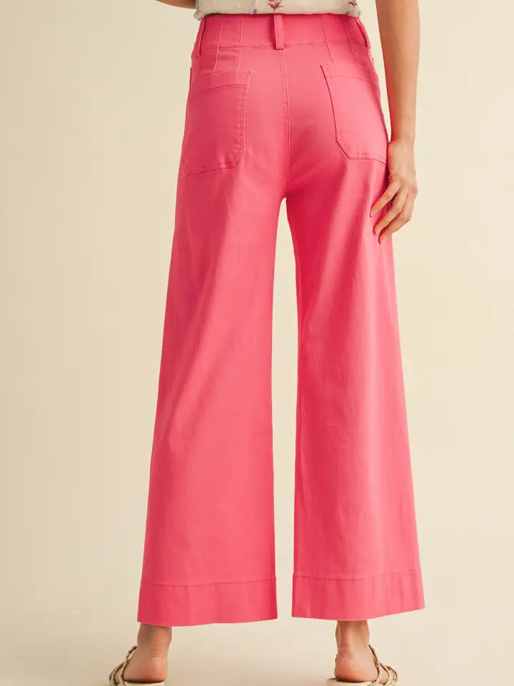 Cindy Cropped Wide Leg Pants - Berry Pink