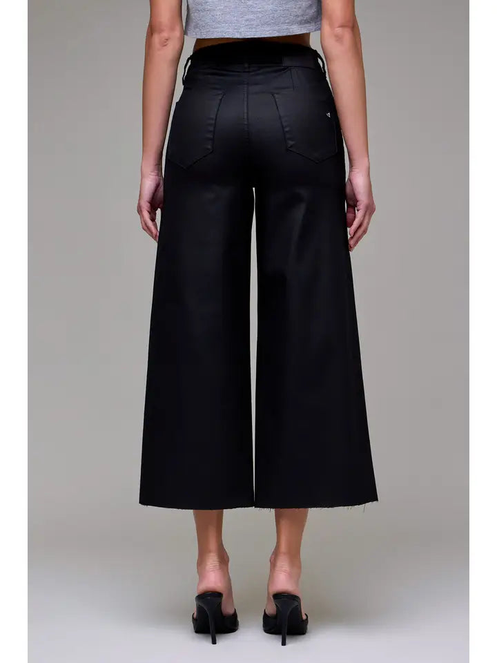 Nori Coated Cropped Relaxed Trouser Wide Leg