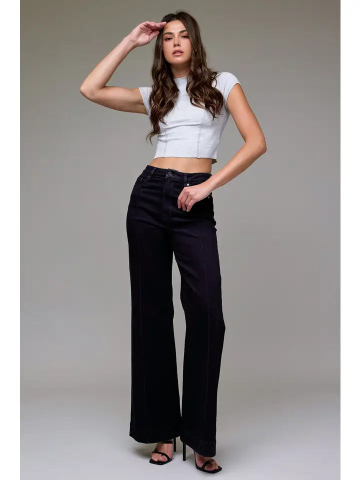 Happi High Rise Comfort Flare in Black