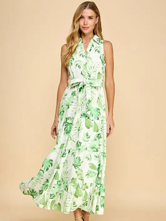 Lana Palm Leaves Midi Dress