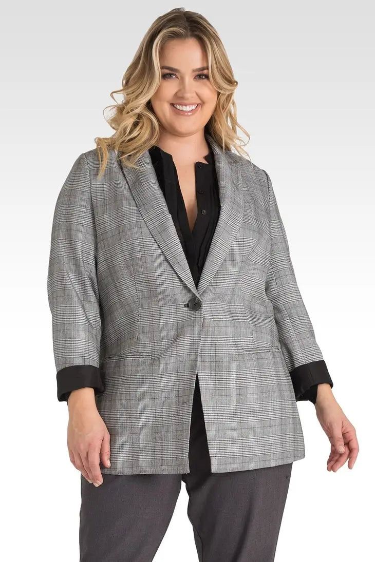 Oversize Plaid Boyfriend Blazer