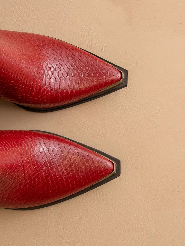 The Frankie | Red Pointed Toe Cap Bootie