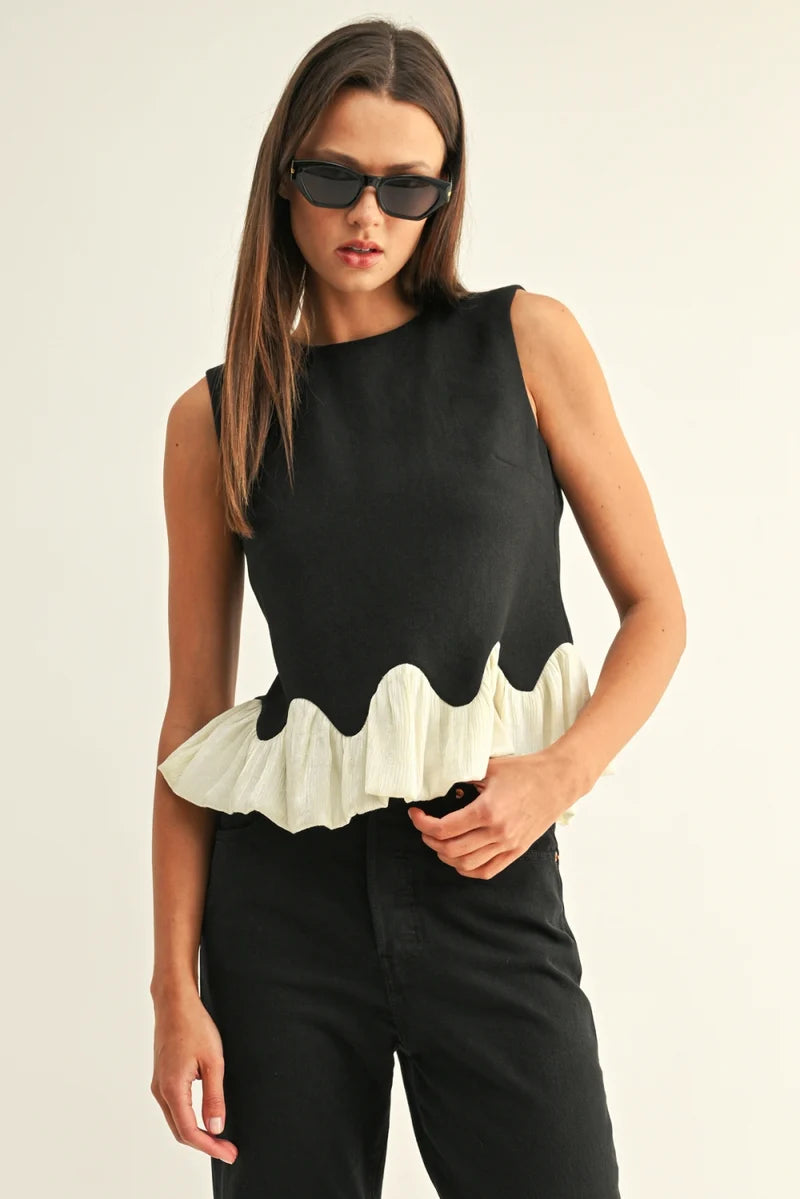 Adriana Bubble Hem Sleeveless Top