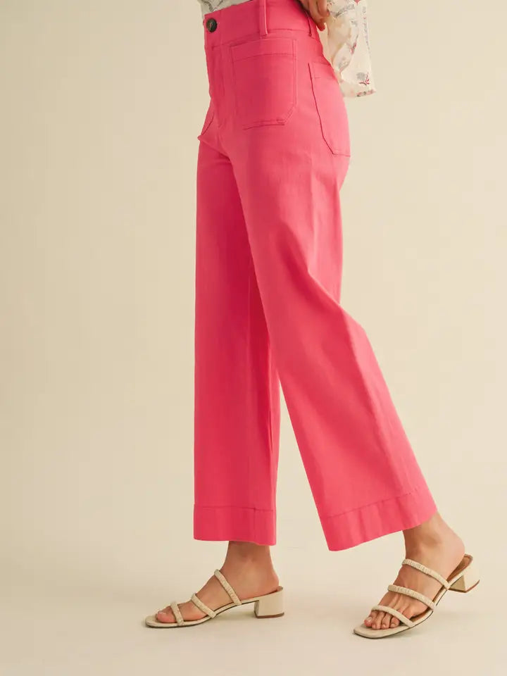 Cindy Cropped Wide Leg Pants - Berry Pink